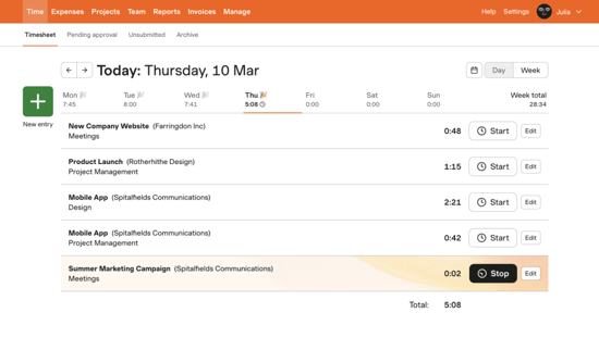 Daily timesheet